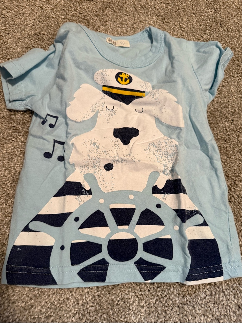Light Blue Nautical Puppy Graphic Tee for Kids